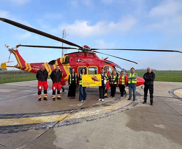 Staff mark over 10 years of backing for air ambulance