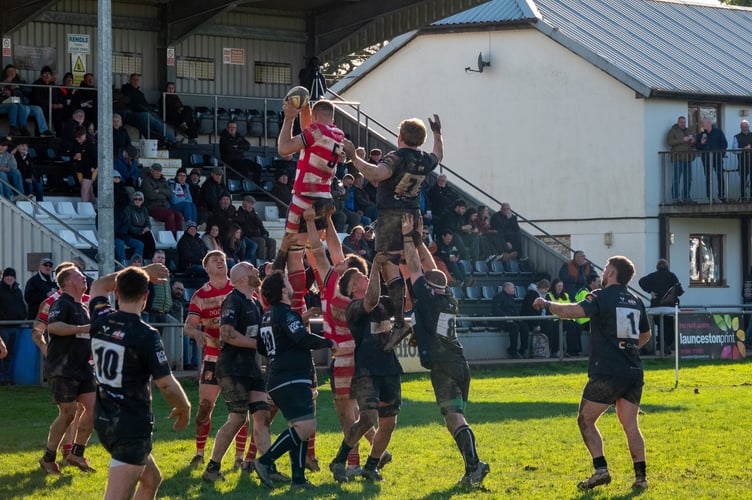 Match action from the Cornish derby between Launceston and St Austell at Polson Bridge