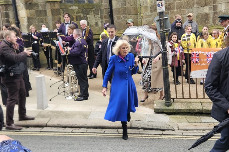 Well-wishers gathered in St Austell town centre to see King Charles III and Queen Camilla