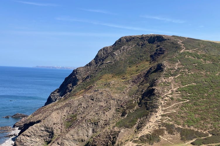 The South West Coast Path zigzags down a hillside to the west of Dizzard Point in North Cornwall. (Picture: Andrew Townsend)