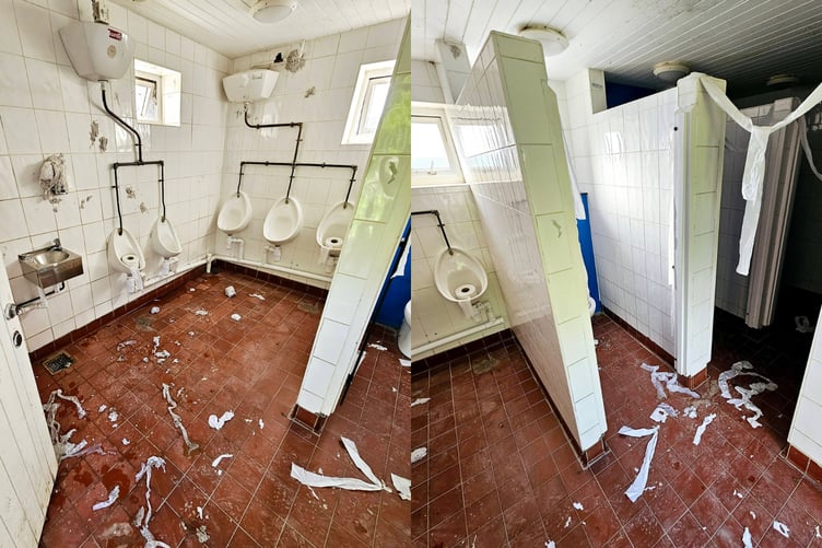 The mess left by the vandals of the toilets at Polzeath (Picture: Polzeath Beach Ranger Service)