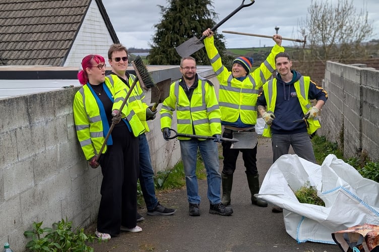 Volunteers joined Cllr Andy Coppin in the first Bodmin Weed It Team session (Picture: White Ladder Creative)