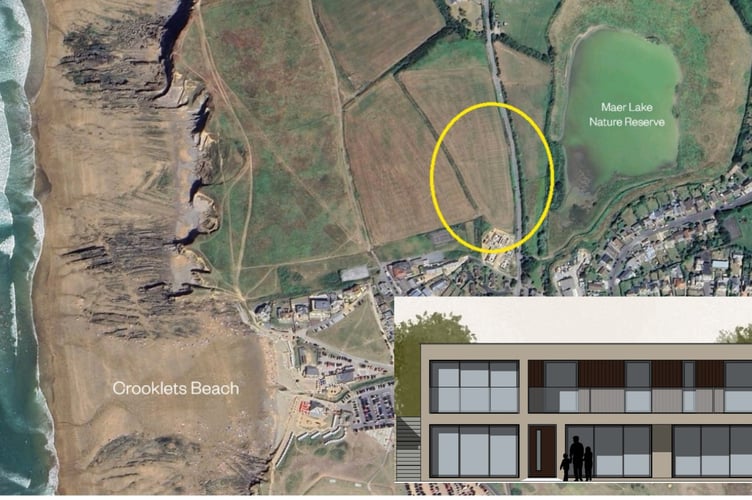 The location of the proposed development at Maer Lake, with an artists impression of the proposed properties (inset) (Picture: Cornwall Council)