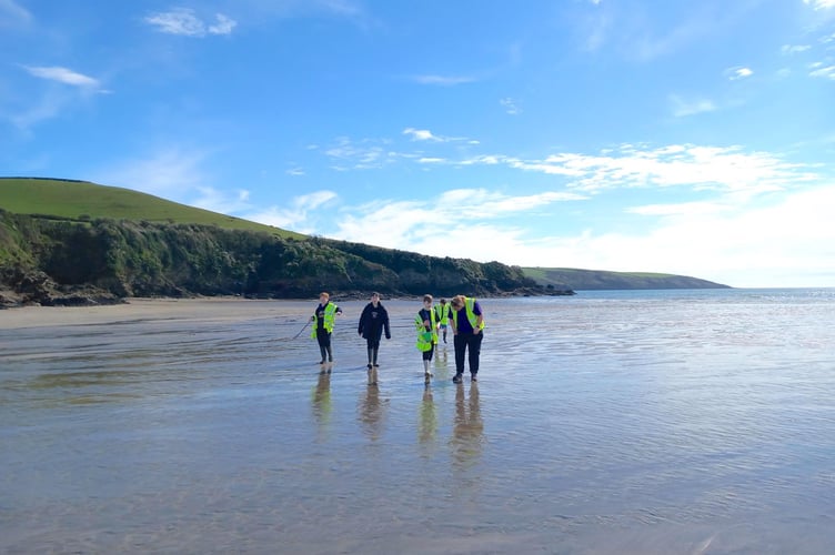Children from the school enjoying the beach at Par Sands.