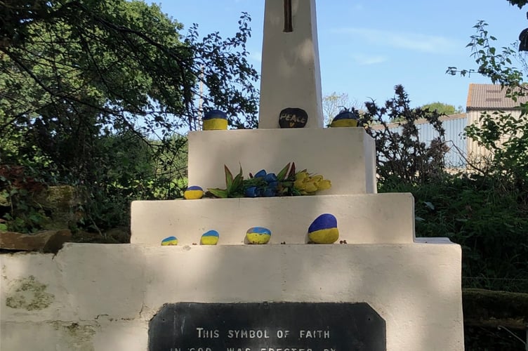 A 1948 memorial made by Ukrainian people who fled from Russia and found refuge in Cornwall