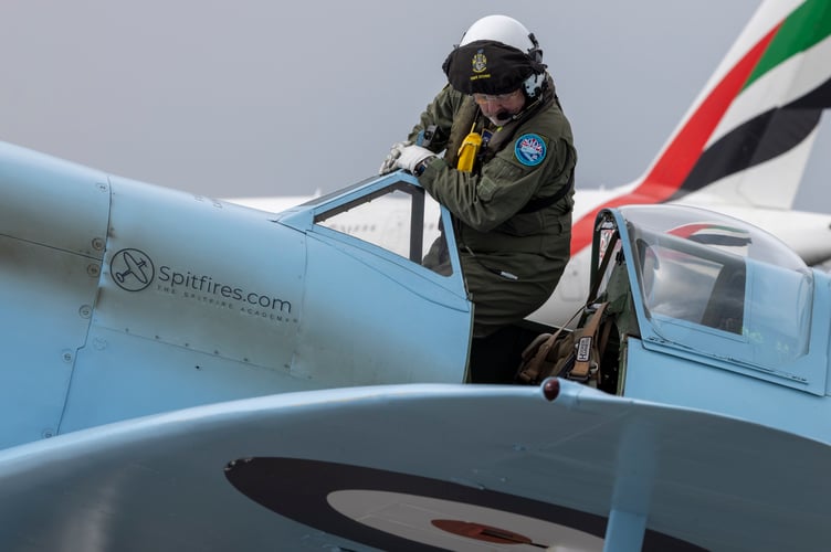 Image shows the Spitfire pilot for the St Athan to Cornwall Airport Newquay leg, Mr Dave Stobie, exiting the cockpit after landing. A historic RAF Spitfire touched down in Cornwall today as part of the nationwide Spitfire 90 Tour, marking 90 years since the iconic aircraftâs first flight and raising funds for two important RAF charities.The legendary aircraft arrived at Cornwall Airport Newquay (CAN) at 1148 hrs on Thursday 16 April, drawing aviation enthusiasts, personnel and special guests eager to witness a living piece of British history.The visit formed part of the Spitfire 90 Tour, delivered by Spitfire.com and supported by the Battle of Britain Memorial Flight. The tour commemorates the Spitfireâs first flight in 1936 and aims to raise funds for both the Mark Long Trust and the RAF Benevolent Fund, supporting serving personnel, veterans and their families.Despite bestlaid plans, unpredictable weather required adjustments to the flyingprogramme, resulting in the Cornwall visit taking place on Thursday 16 April rather than the originally advertised date, Wednesday 15 April. The changes highlighted the complexities of operating historic aircraft and the importance of safety led decision making.Among those fortunate enough to witness the Spitfire on the ground was BAFTAawardwinning actor Warwick Davis.