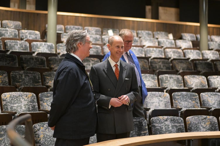 TRURO, CORNWALL : 21 April 2026. HRH Prince Edward, Duke of Edinburgh, attends the Hall for Cornwall for a performance of Fawlty Towers photographed by HfC Photographer in Residence, Hugh Hastings
