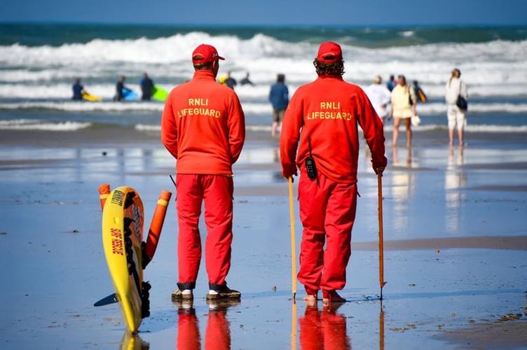 RNLI lifeguards monitoring the water at Perran sands (Picture: RNLI/Peter Hancock)