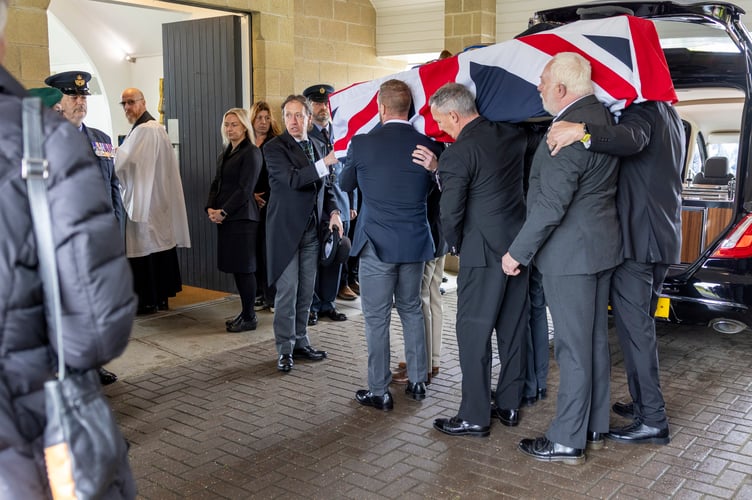 Royal Air Force St Mawgan today joined the wider community in paying tribute to
Alfred âBarneyâ Barnett, a distinguished Second World War RAF veteran, whose
funeral took place at Glynn Valley Crematorium, Bodmin at 1130 hrs.
Aged 104, Barney lived an extraordinary life of service. Enlisting in 1941 as an Air
Gunner and later commissioned in 1943, he flew 80 combat sorties over Germany
during the Second World War. He went on to serve with the elite Pathfinder Force,
responsible for marking targets ahead of the main bomber stream, before later
training as a pilot.
Following his commission, Barney served at RAF St Mawgan on four occasions
between late 1952 and early 1956, retiring from Service in mid-1959.
Todayâs service, officiated by the Station Padre, Squadron Leader Colin OâDell, was
attended by a wide cross-section of the community, including serving personnel,
veterans, and Royal Navy and Royal Air Force Air Cadets. Senior station
representatives in attendance included Station Commander Wing Commander
Gareth Elliott and Station Warrant Officer Warrant Officer Darrel Keane. The large
and diverse turnout reflected the deep respect held for Barney and his generation.
In accordance with his wishes, and in the absence of surviving family, close friends
entrusted his medals and flying logbooks to RAF St Mawgan. His medals, hat and one of his logbooks were used to dress the coffin, ensuring a fitting and personal
tribute. The Royal Air Force will preserve his legacy in line with these wishes.