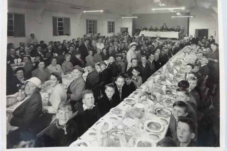 The Post is grateful to Rose Hitchings of Bridgerule for suppling this photograph of a meal held in the village hall at Bridgerule. Rose says she believes it was probably a 'Parish Lunch'. She added: "I believe it was so popular they did second sittings."