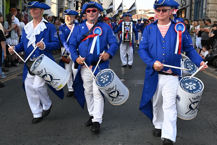 On the March are the Falmouth Marine Band Cornwall