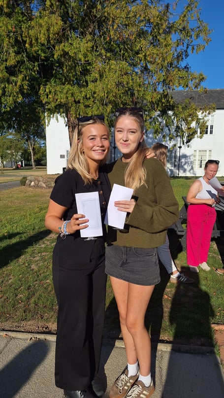 Tilly Thorne and Isabel Vick will go on to study Law and Biomedical Sciences respectively (Picture: Shebbear College)
