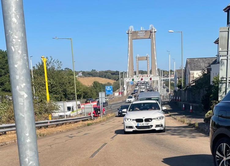 Traffic was queued back both sides of the Saltash tunnel following the collision