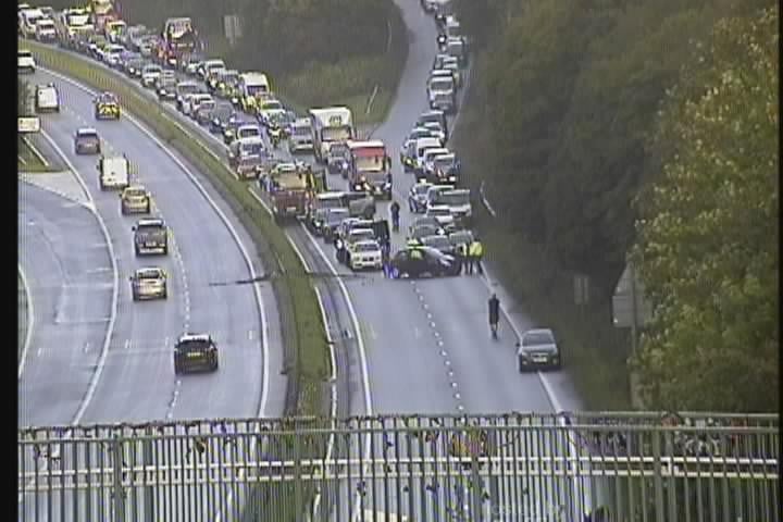 The scene of the collision on the A38 close to the St Budeaux junction in Plymouth