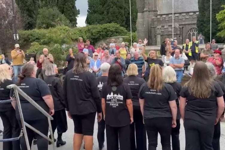 The ever-popular Rock Choir performed to the crowds in Callington