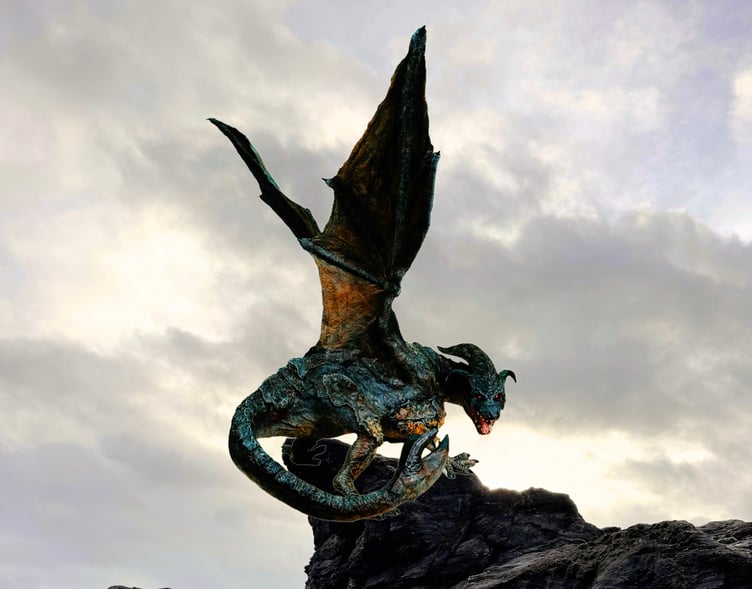 The giant dragon of Porthtowan as interpreted by Truro-based Mexican artist Christian Escalante Castillo