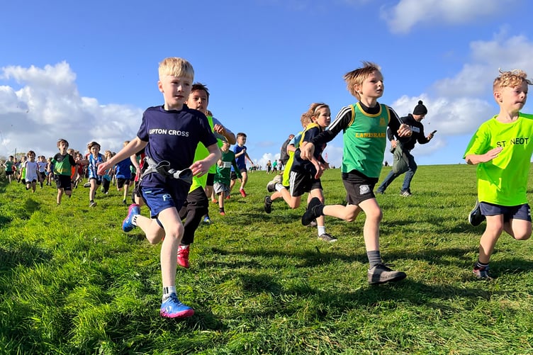 Youngsters from across East Cornwall were out in force for the first race of the Cross Country series at Great Trethew