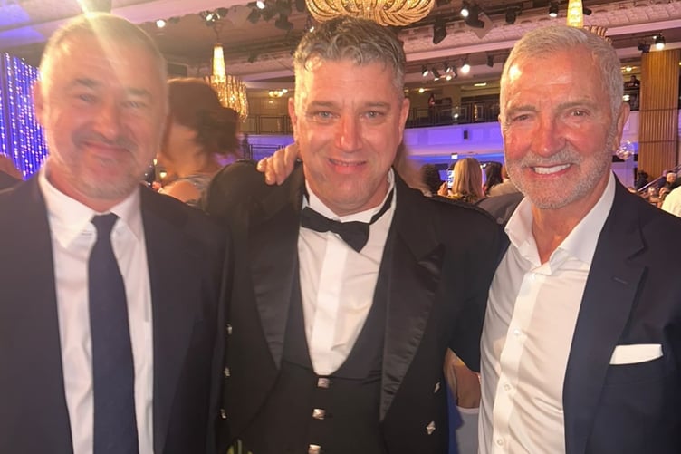 Luke Hodge (centre alongside sporting stars Stephen Hendry and Graeme Souness at the Pride of Britain Awards