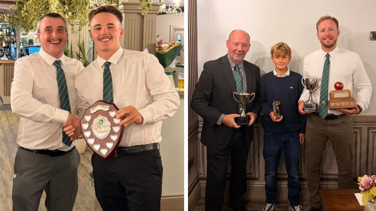 LEFT: First team skipper Matt Jolliffe will have Jack Minehan again at his disposal in 2027, while the Reynolds family were all winners of awards. Garvin (left) was the clubperson of the year, while son Gyles was the first team players' player and bowler of the year. Arlo, Gyles' son, took home the under 13s bowling prize.