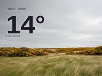 Bude: cloudy day, high of 14°C