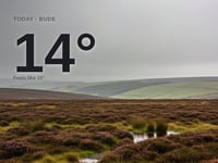 Bude: cloudy day, high of 14°C